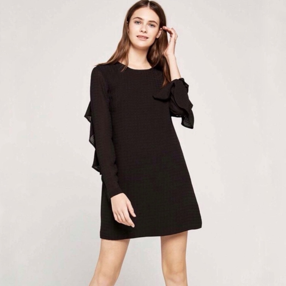 BCBGeneration black ruffle long sleeve mini dress NWOT size XXS
